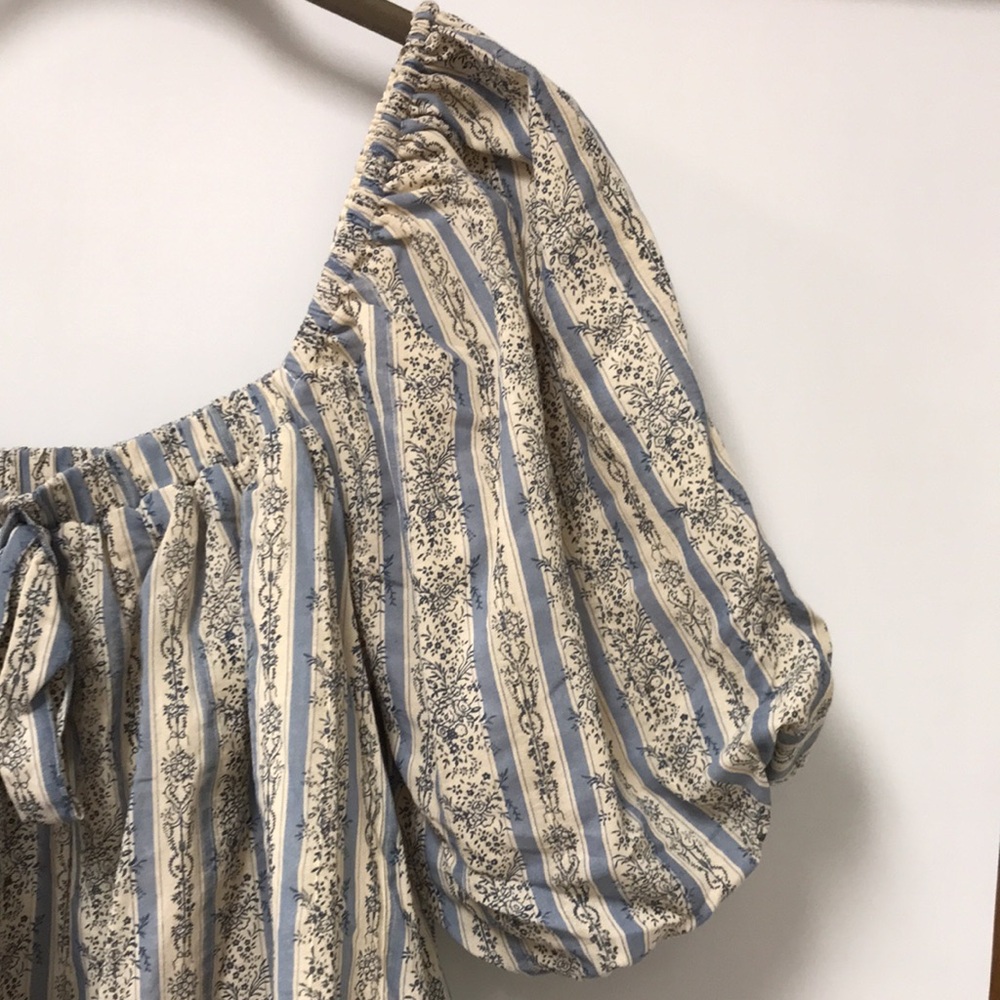 Aureum Lakeland Floral Striped Peasant Top - Picture 2 of 9